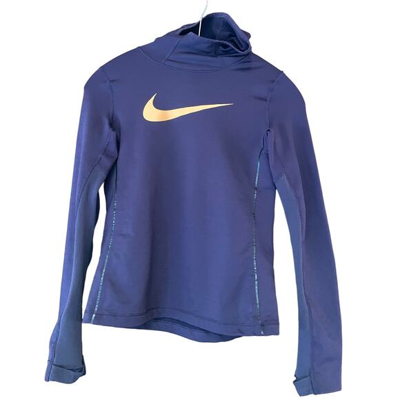 Nike Pro‎ Hyper Warm Hooded Top - Size Women's L - Perfect Warmth Layer - Picture 1 of 11